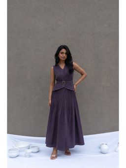MEGASA - Purple Noir Pleated Skirt