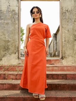 MEGASA - Orange Solara One Shoulder Skirt