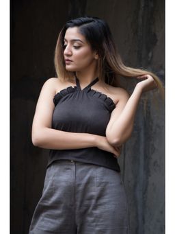 MEGASA - Charcoal Halter Neck Top