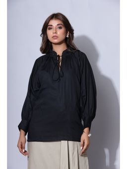 MEGASA - Luna Tie Neck Top Black