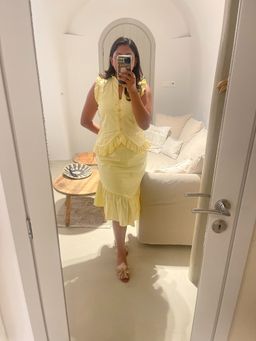 MEGASA - Yellow Limon Ruffle Peplum Skirt