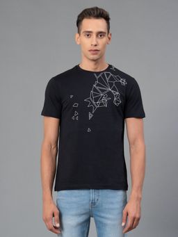 Red Tape - Mens Black Graphic Print Round Neck T-Shirt