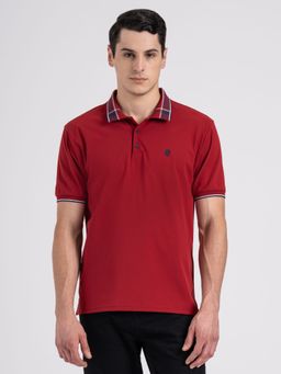 Red Tape - Mens Red Polyester High Stretch Collar Polo T-Shirt