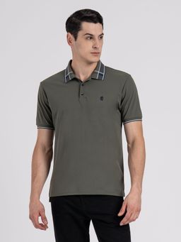 Red Tape - Mens Olive Polyester High Stretch Collar Polo T-Shirt
