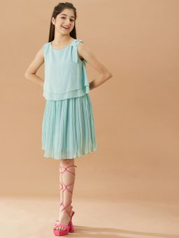 PSPeaches - Pleated Green Color Dress