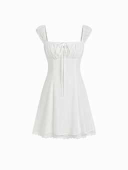 Cider - Square Neck Floral Knotted Mini Dress