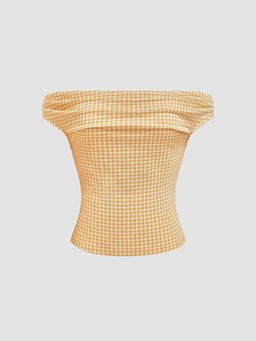 Cider - Off-Shoulder Gingham Tank Top