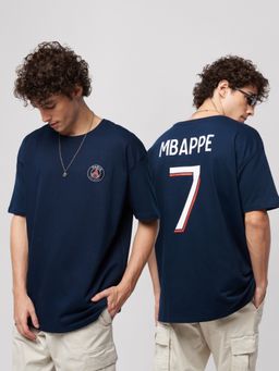 The Souled Store - Official Psg- Mbappe Oversized T-shirts In Navy Blue