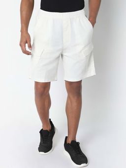 R&B - White Solid Cotton Shorts