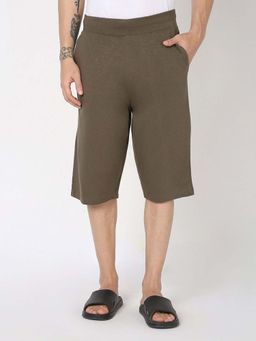 R&B - Olive Solid Cotton Shorts
