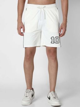 R&B - White Typography Cotton Shorts