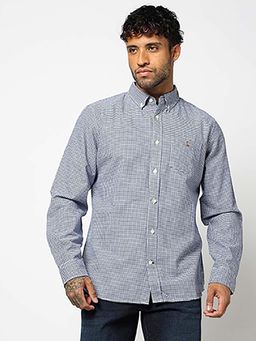 GAP - Men Blue Checks Full Sleeve Shirt