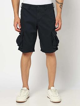GAP - Men Navy Blue Solid Regular Fit Cargo Shorts