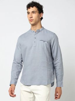 GAP - Men Grey Solid Mandarin Collar Shirt