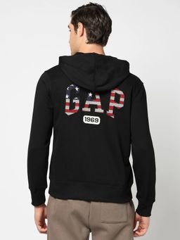 GAP - Men Printed Zip-Front Hooded Full Sleeves Jacket