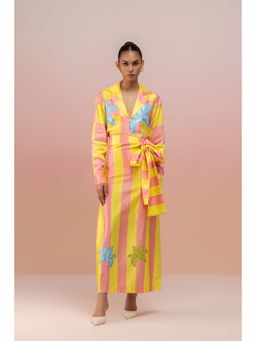 TheRealB - Stripped Long Skirt with Checkered Long Sleeves Shirt and Belt (Set of 3)