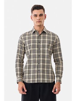 Snitch - Beige Checks Full Sleeves Slim Casual Luxe Shirt for Men
