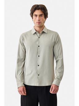 Snitch - Light Grey Textured Full Sleeves Regular Semi Formal Shirt for Men