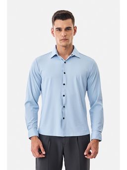 Snitch - Light Blue Textured Full Sleeves Regular Semi Formal Shirt for Men