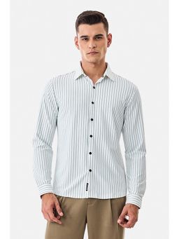 Snitch - White Stripes Full Sleeves Regular Semi Formal Shirt for Men