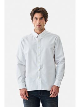 Snitch - White Solid Full Sleeves Regular Casual Shirt for Men