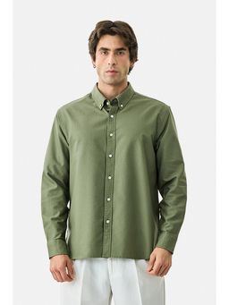 Snitch - Green Solid Full Sleeves Regular Casual Shirt for Men