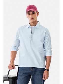 Snitch - Light Blue Plain Full Sleeves Regular Casual Shirt for Men