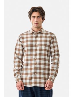 Snitch - Brown Checks Full Sleeves Slim Casual Shirt for Men
