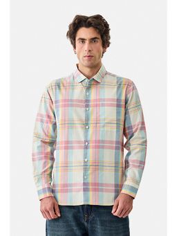 Snitch - Pastel Multicolor Checks Full Sleeves Regular Casual Shirt for Men - Multi-Color