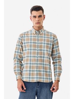 Snitch - Beige Checks Full Sleeves Regular Casual Shirt for Men