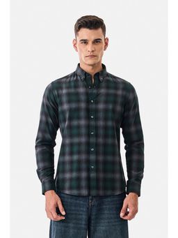 Snitch - Dark Green Plaid Full Sleeves Slim Casual Shirt for Men