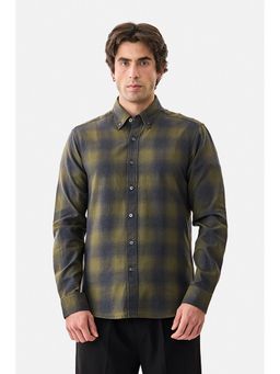 Snitch - Olive Checks Full Sleeves Slim Casual Shirt for Men