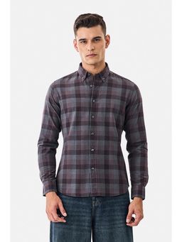 Snitch - Burgundy Checks Full Sleeves Slim Casual Shirt for Men