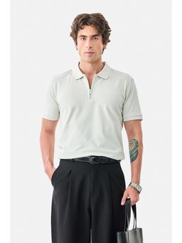 Snitch - Ivory Solid Half Sleeves Regular Casual Polo T-shirt for Men