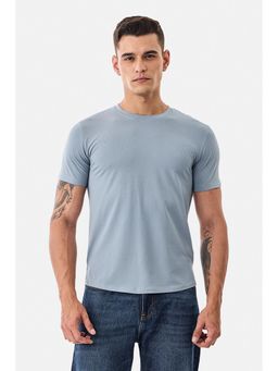 Snitch - Light Blue Solid Half Sleeves Regular Casual T-shirt for Men