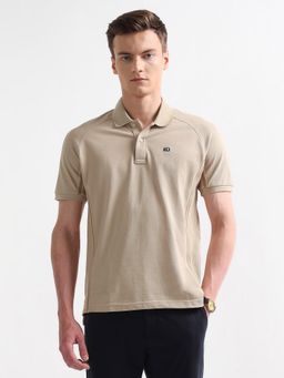 Arrow Sports - Men's Solid Velocity Polo T-shirt - Beige
