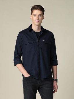 U.S. Polo Assn. Denim Co. - Men's Textured Twill Shacket - Navy Blue