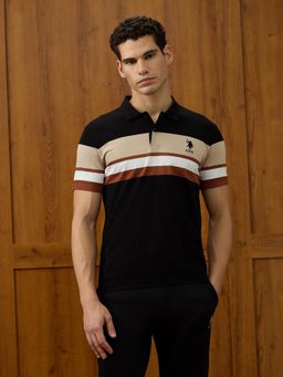 U.S. POLO ASSN. - Men's Colourblocked Varsity Theatre Polo T-shirt - Black