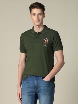 U.S. POLO ASSN. - Men's Textured Regular Fit Polo T-shirt - Olive