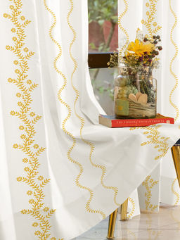 Urban Space - Solara White Cotton Embroidered Window Curtain
