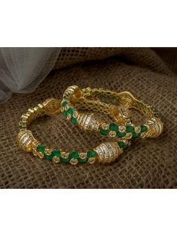 VIVINIA By Vidhi Mehra - Gold Plated Green Womens Synthetic Stone Bangles
