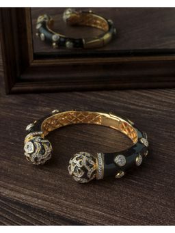 VIVINIA By Vidhi Mehra - Gold Plated Black Zircon Womens Kada