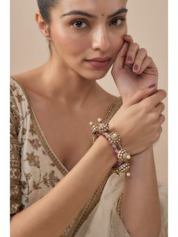 VIVINIA By Vidhi Mehra - Gold Plated Pink Womens Kundan Polki Kada