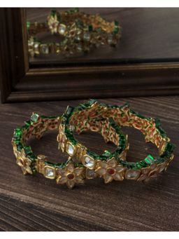 VIVINIA By Vidhi Mehra - Gold Plated Red Kundan Polki Womens Bangles