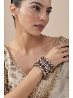 VIVINIA By Vidhi Mehra - Florence Gold Plated Red Womens Kundan Polki Bangles