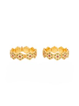 VIVINIA By Vidhi Mehra - Gold Plated Red Synthetic Stone Womens Bangles