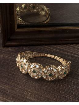 VIVINIA By Vidhi Mehra - Gold Plated Green Kundan Polki Womens Kada