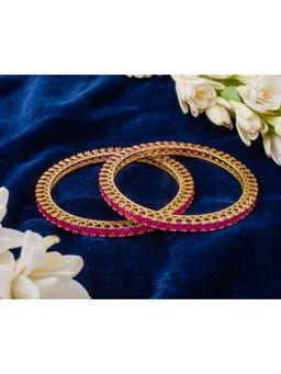 VIVINIA By Vidhi Mehra - Zia Gold Plated Pink Womens Zircon Bangles