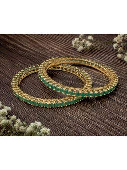 VIVINIA By Vidhi Mehra - Zia 2.0 Gold Plated Green Womens Zircon A Bangles