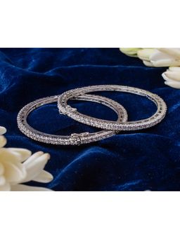VIVINIA By Vidhi Mehra - Zia Silver Plated White Womens Zircon Bangles